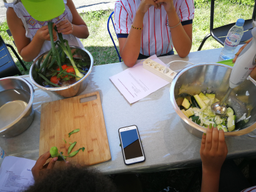 Cuisine dans le potager bio